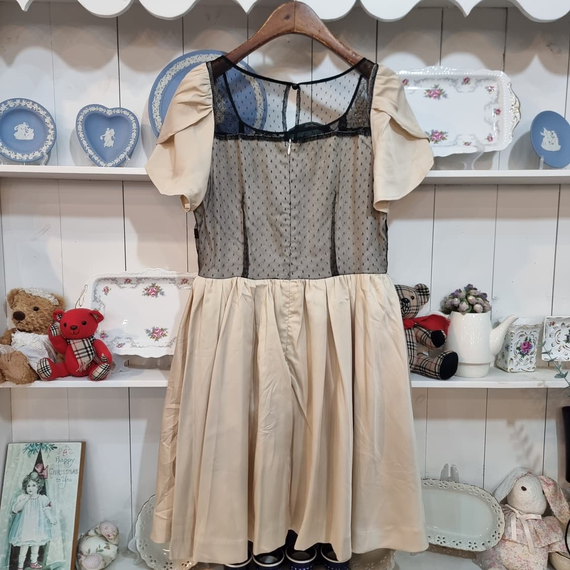 블랙 레이스 배색 쉬폰 원피스 상품이미지7