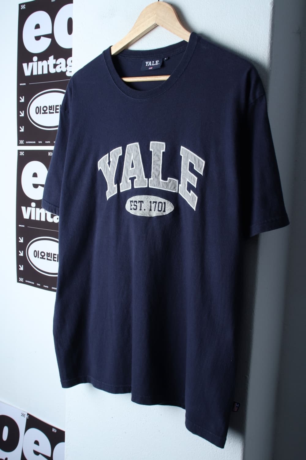 (L-XL) 예일 반팔 티셔츠 빅로고 네이비 올드스쿨-H31934 상품이미지1