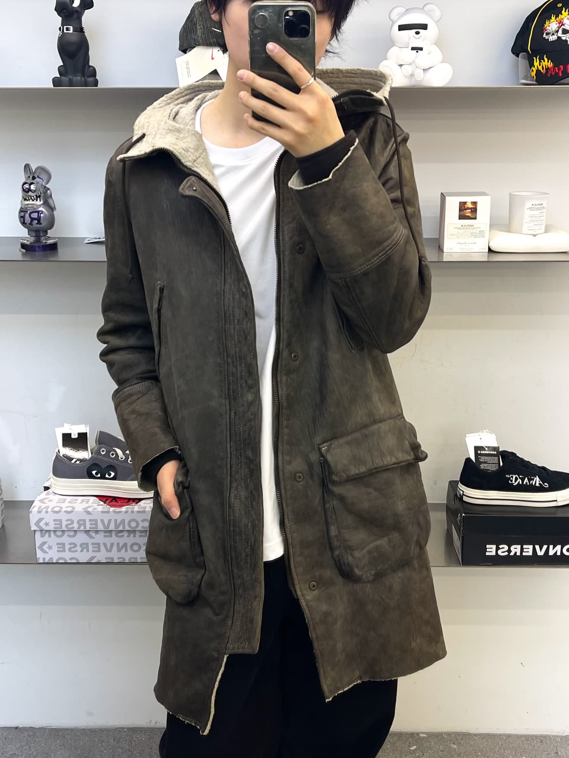 살바토레 산토로 이태리 베라 펠레 레더 후드 파카 상품이미지3