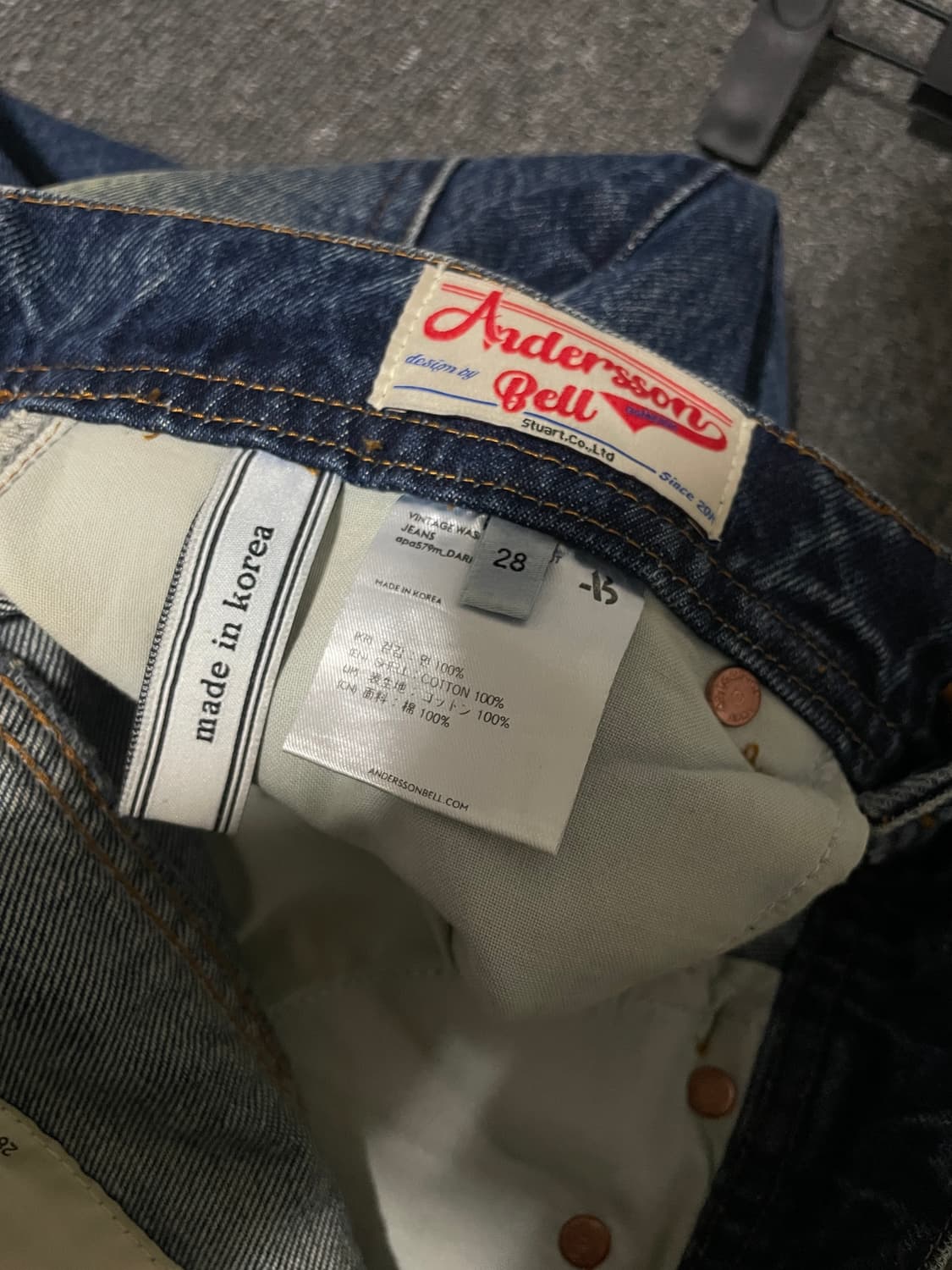 [28] 앤더슨벨 빈티지워시드 부츠컷 진 다크블루 상품이미지9