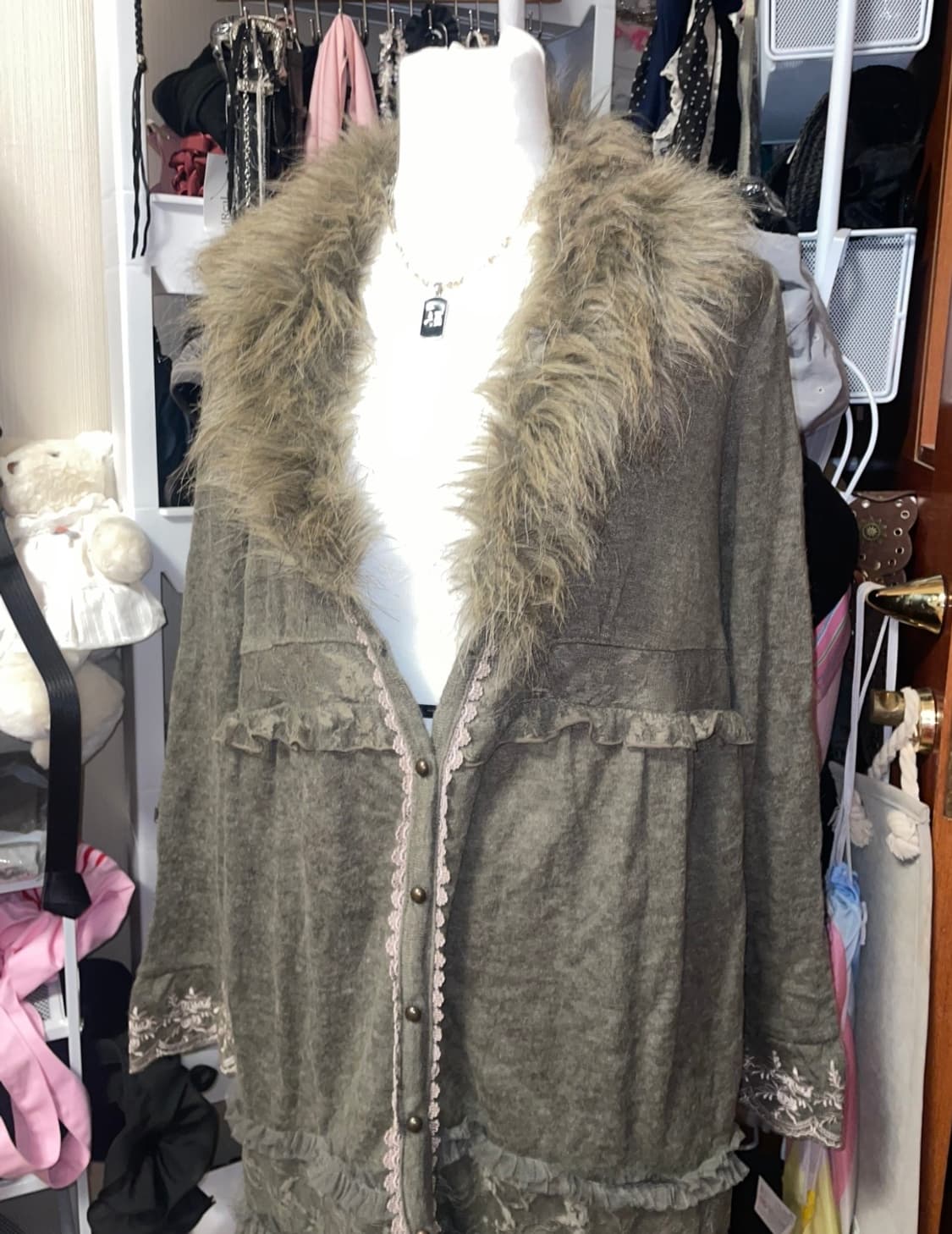 Axes femme 퍼 롱 가디건 상품이미지3