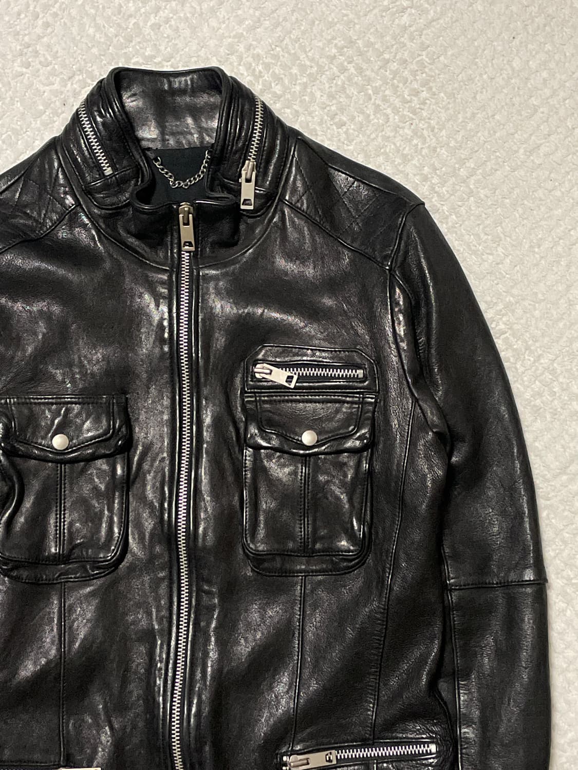 광희시장 웨스턴 무드 램스킨 양가죽 바이커 레더 자켓 상품이미지3