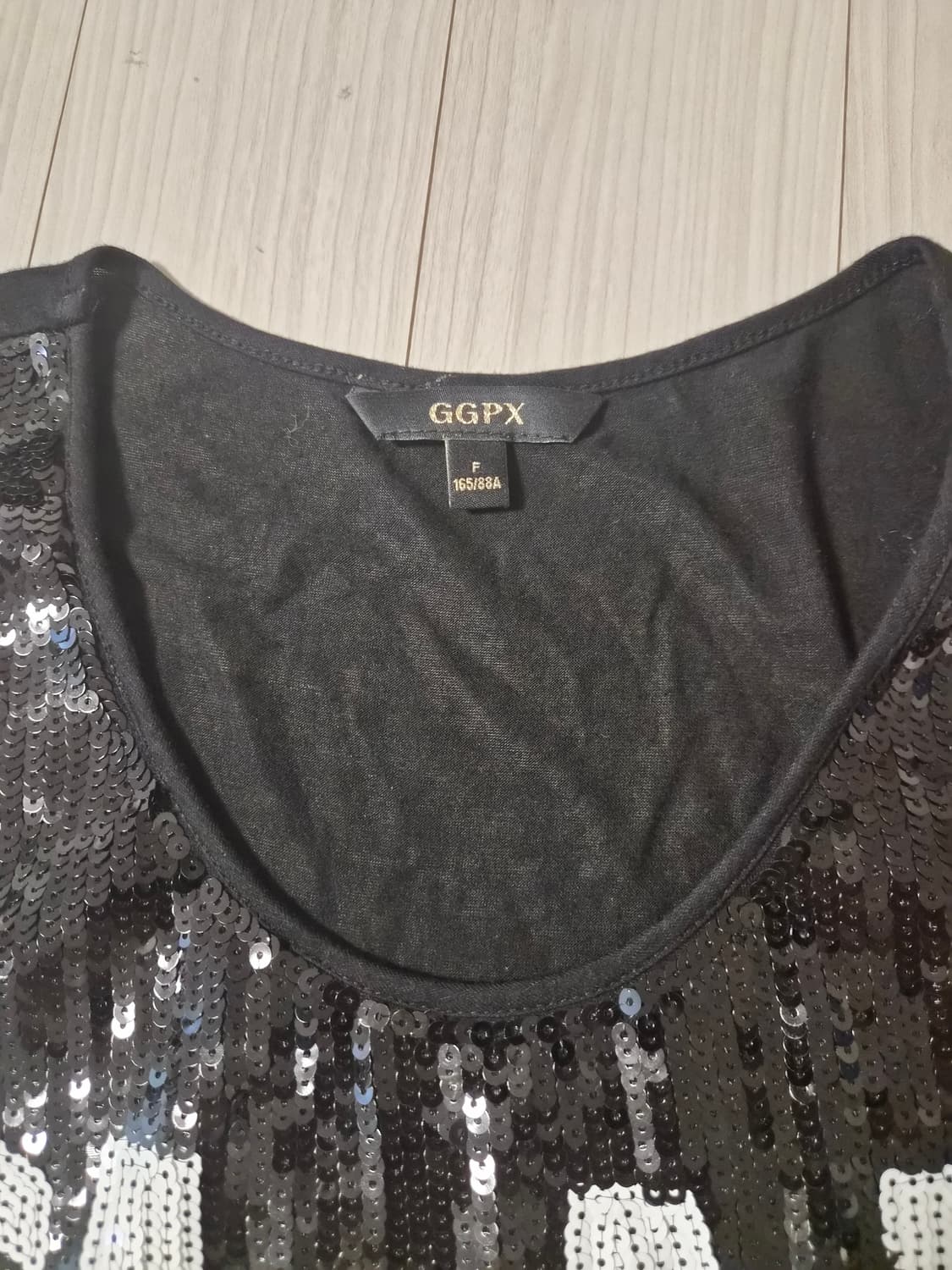 [GGPX] 정품 글램 시퀸 레터링 롱 민소매 티셔츠 상품이미지4