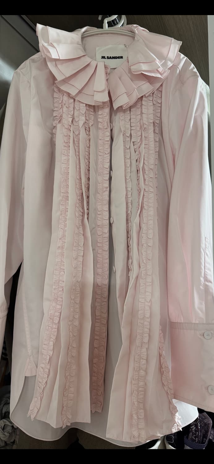 질 샌더 프릴 셔츠 핑크 32 NEW 상품이미지3