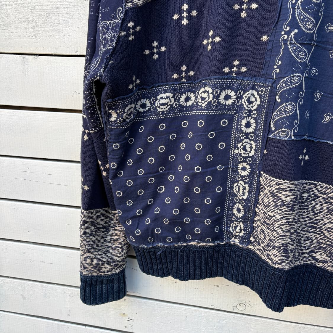 Polo 폴로 데님앤서플라이 페이즐리 패치워크 숄카라 니트 가디건 상품이미지9