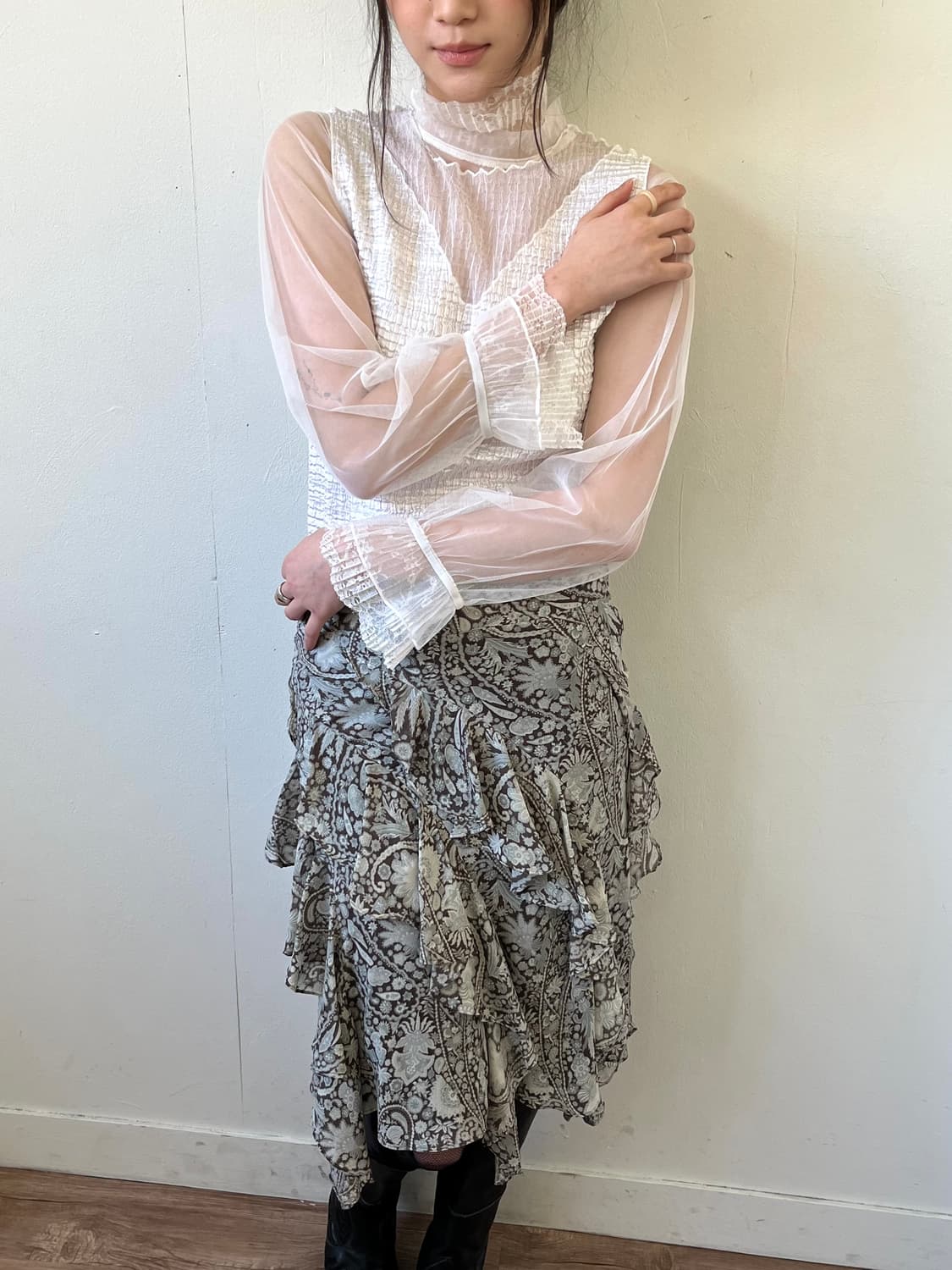 apres jour 시스루 레이스 탑 상품이미지3