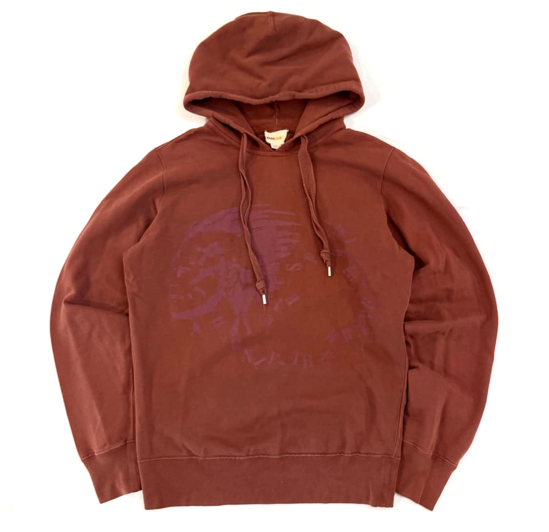 디젤 모히칸 프린팅 후드티 버건디 브라운 상품이미지1