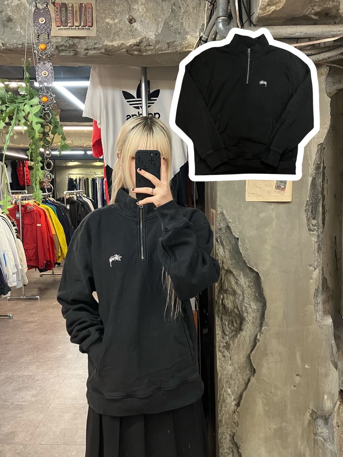 스투시 아노락 맨투맨 블랙 M #csz1815  상품이미지1