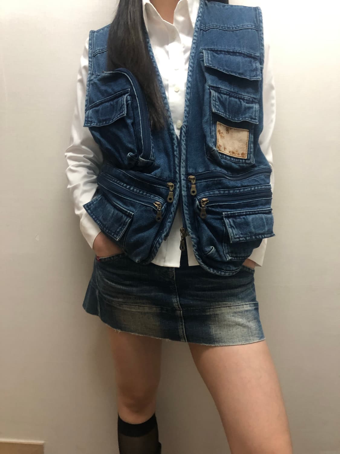 빈티지 데님 포켓 베스트 상품이미지4