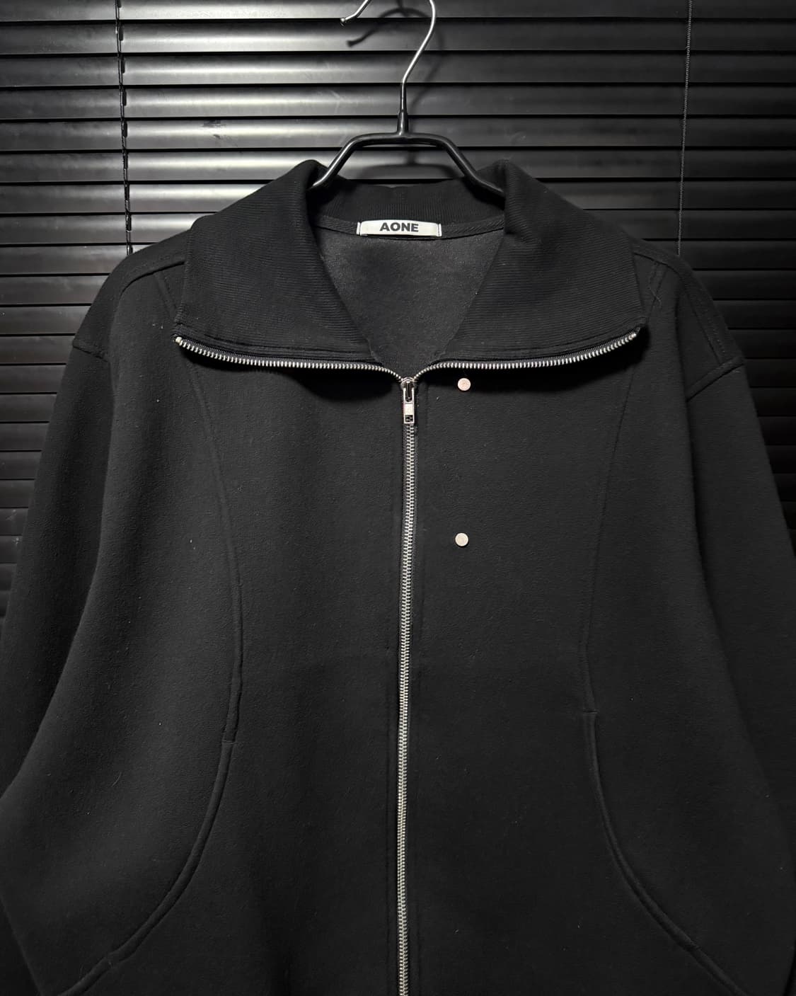 AONE 하이넥 리벳 포인트 블랙 집업 자켓 투웨이 져지 저지 트랙탑 상품이미지4