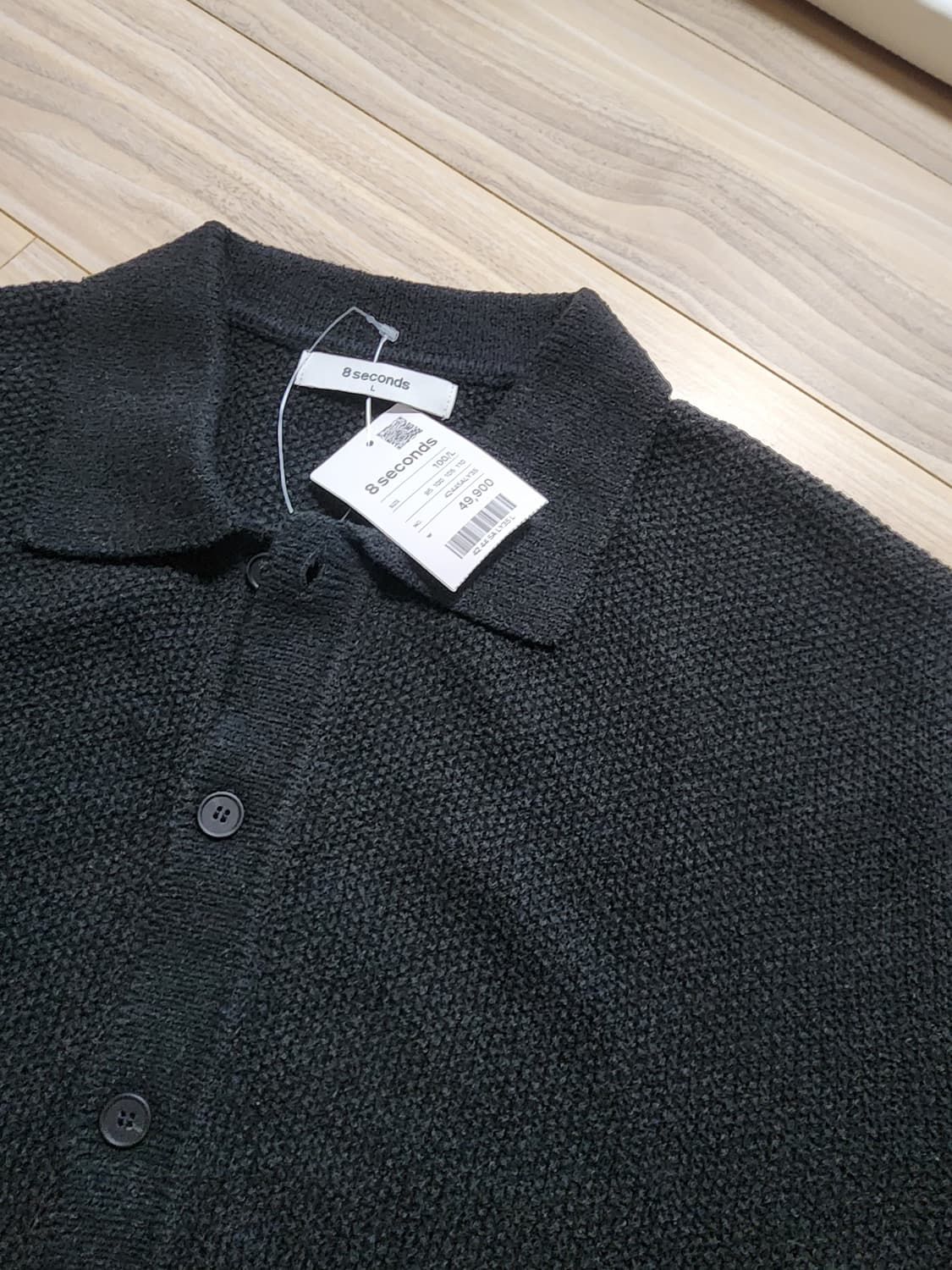 에잇세컨즈반팔카라가디건L블랙 상품이미지3