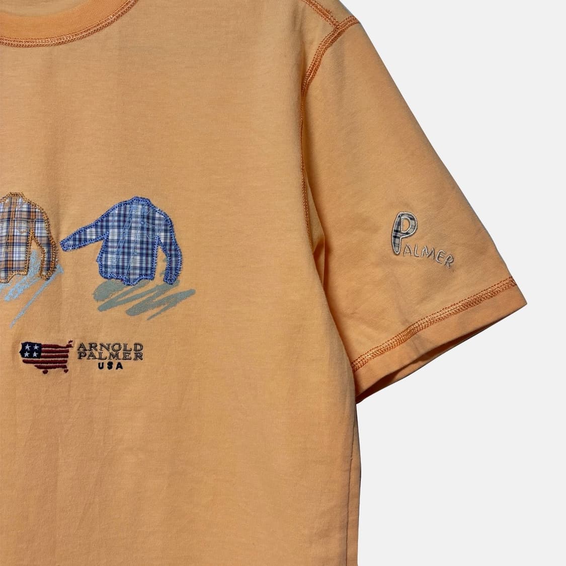 빈티지 자수 포인트 라이트 오렌지 반팔티 상품이미지5