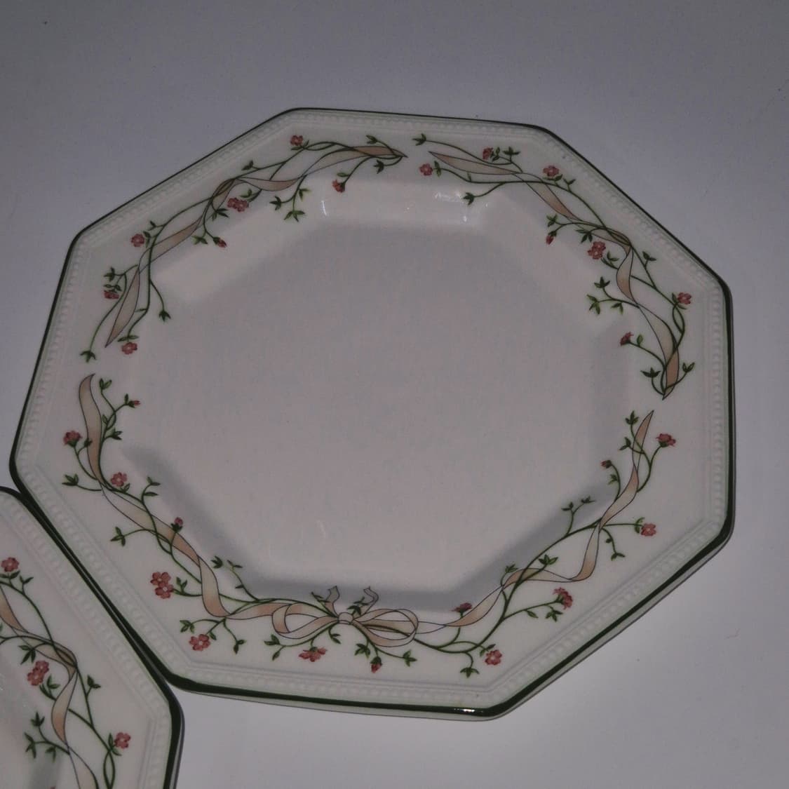 80s 영국 존슨 브라더스 8각 리본 꽃 접시 1p 상품이미지10