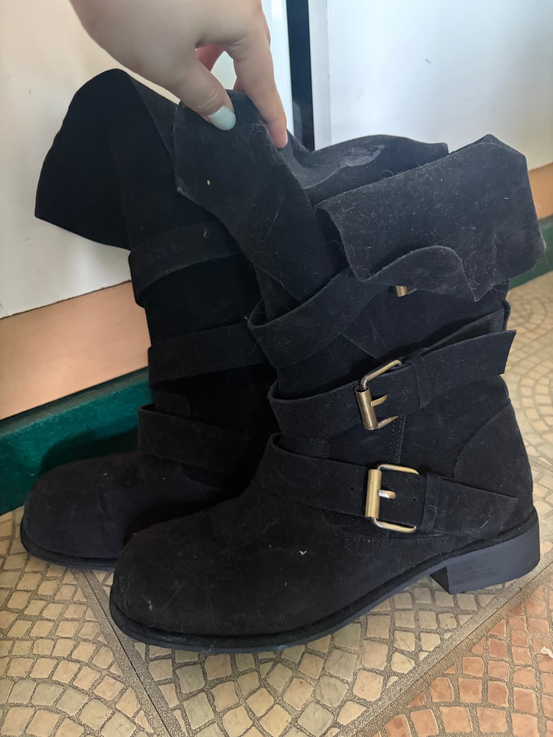 스웨이드 버클 롱부츠 상품이미지2