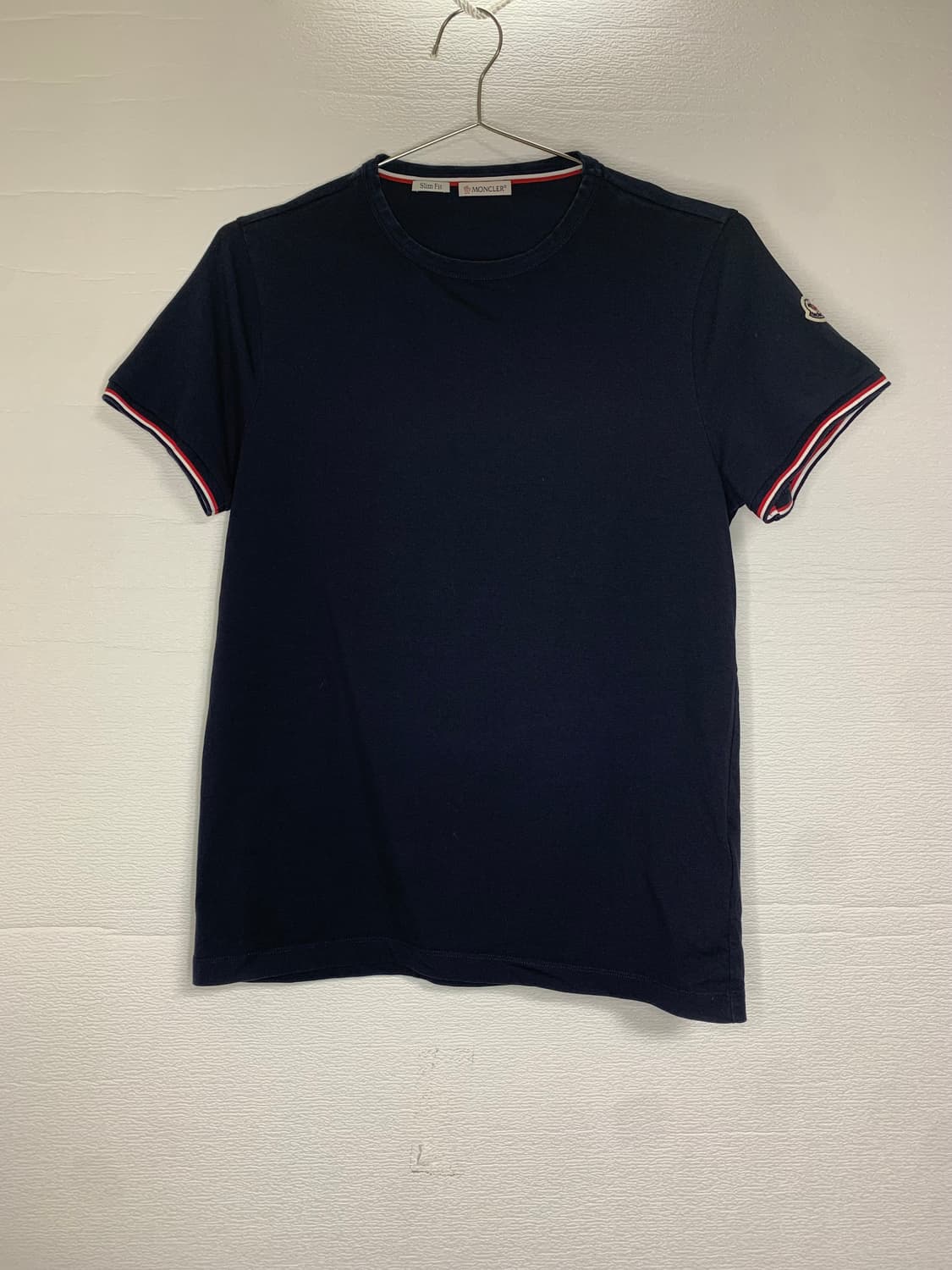 (Moncler) 몽클레어 삼색 반팔 슬림핏 티셔츠 (네이비 색상)(m) 상품이미지4