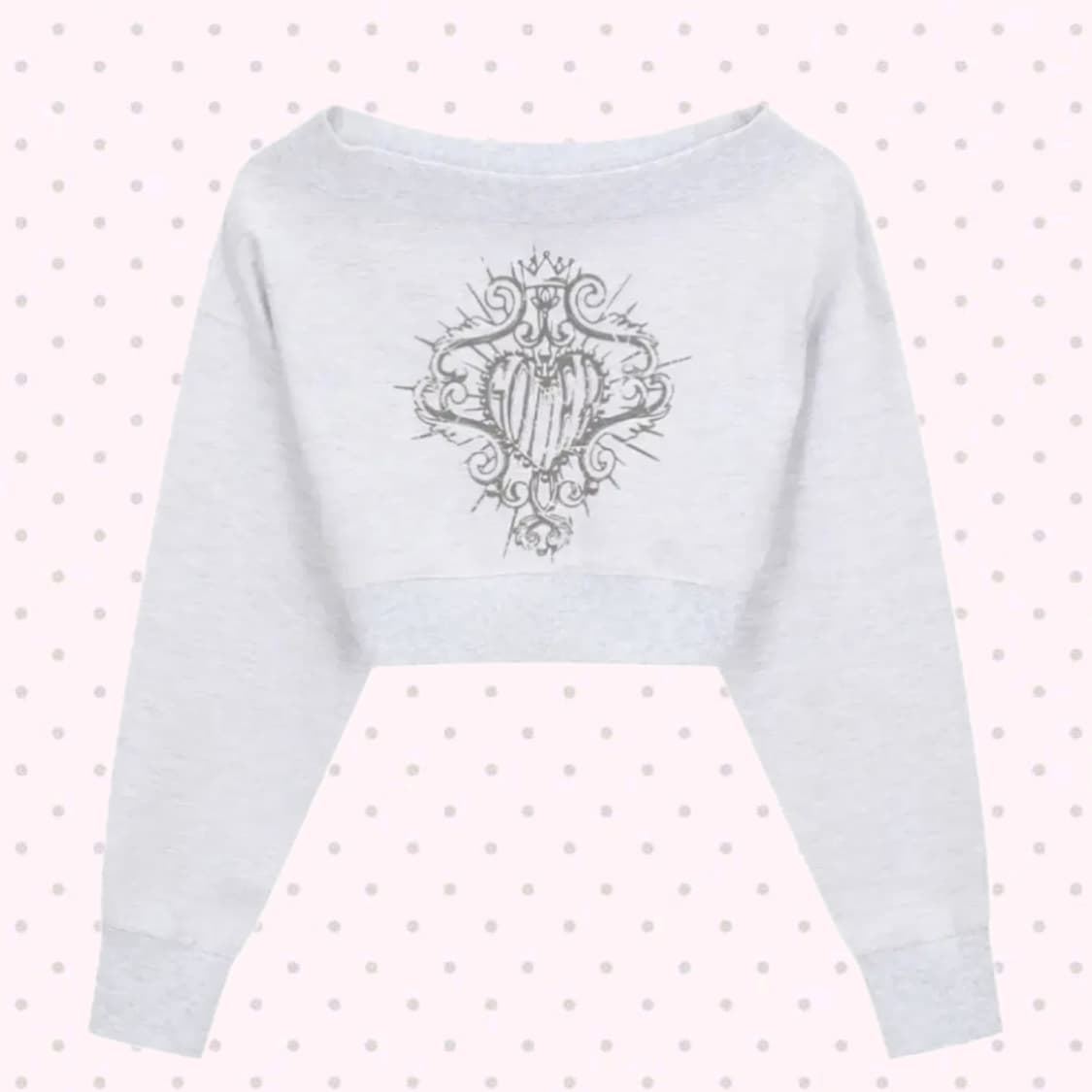 가터갤러리 오프숄더 스윗 크롭탑 그레이 상품이미지1