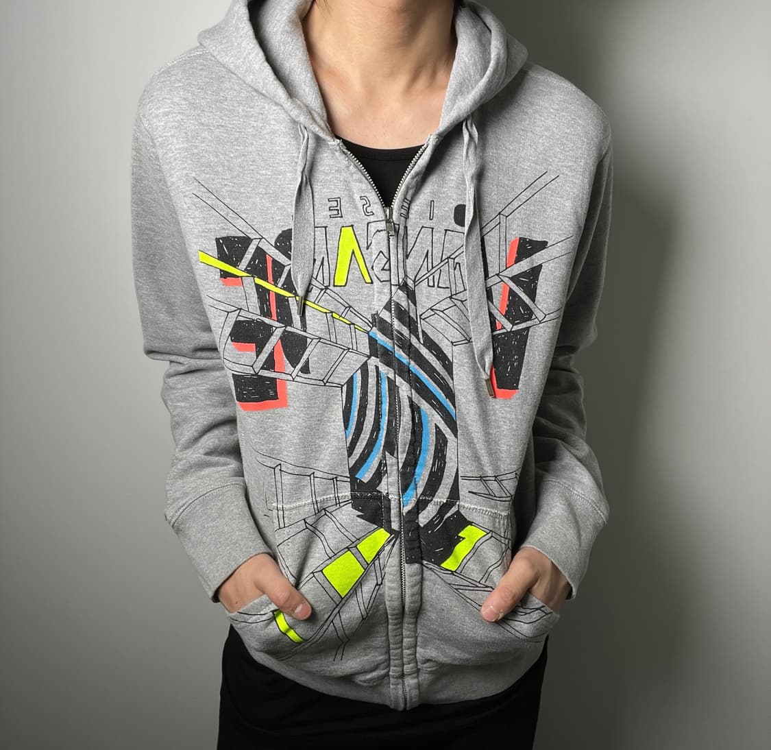 00's 디젤 빈티지 아트웍 그레이 후드집업 XL 상품이미지1