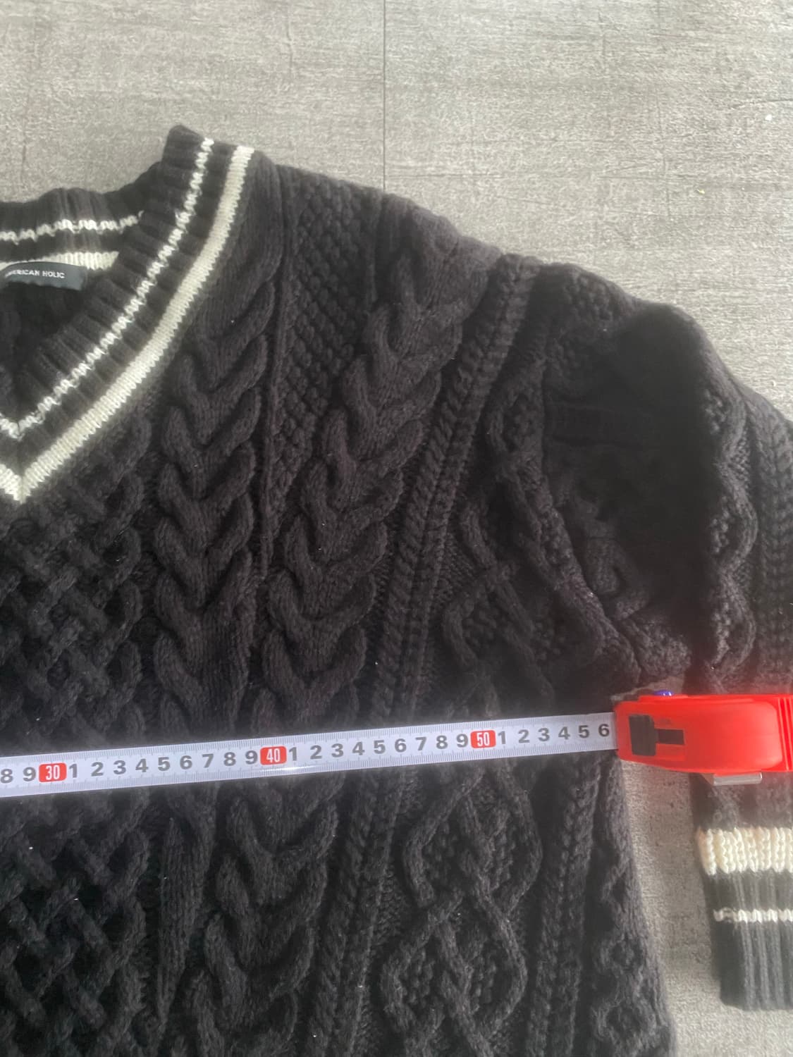 일본 Americanholic 올드스쿨아메카지 혁오풍 V넥 니트스웨터 상품이미지2