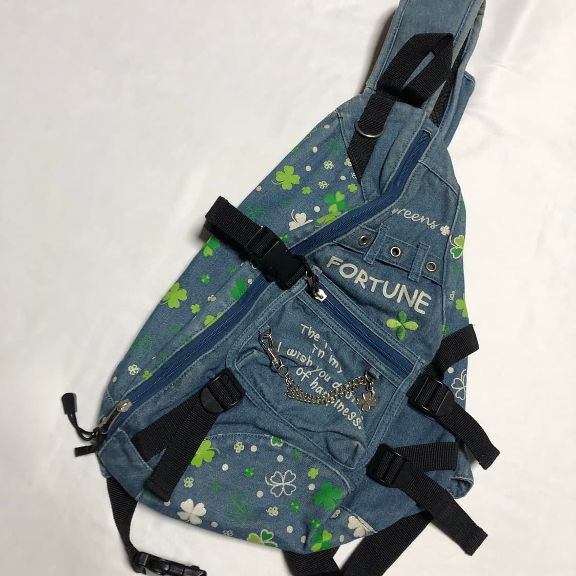 데님 클로버 원숄더 백팩 상품이미지3