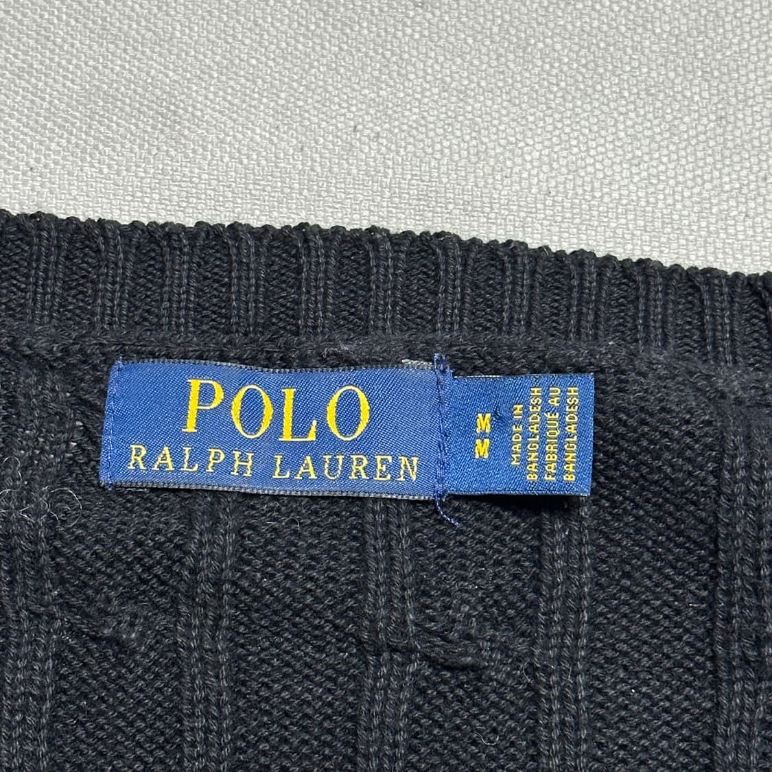 M 폴로랄프로렌 여성용 브이넥 블랙 케이블 니트 상품이미지4