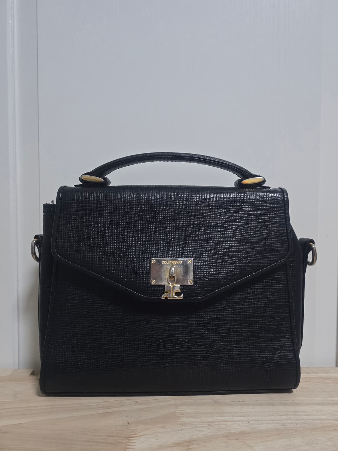 Courreges 꾸레쥬 레더 블랙 숄더 토트백 상품이미지2