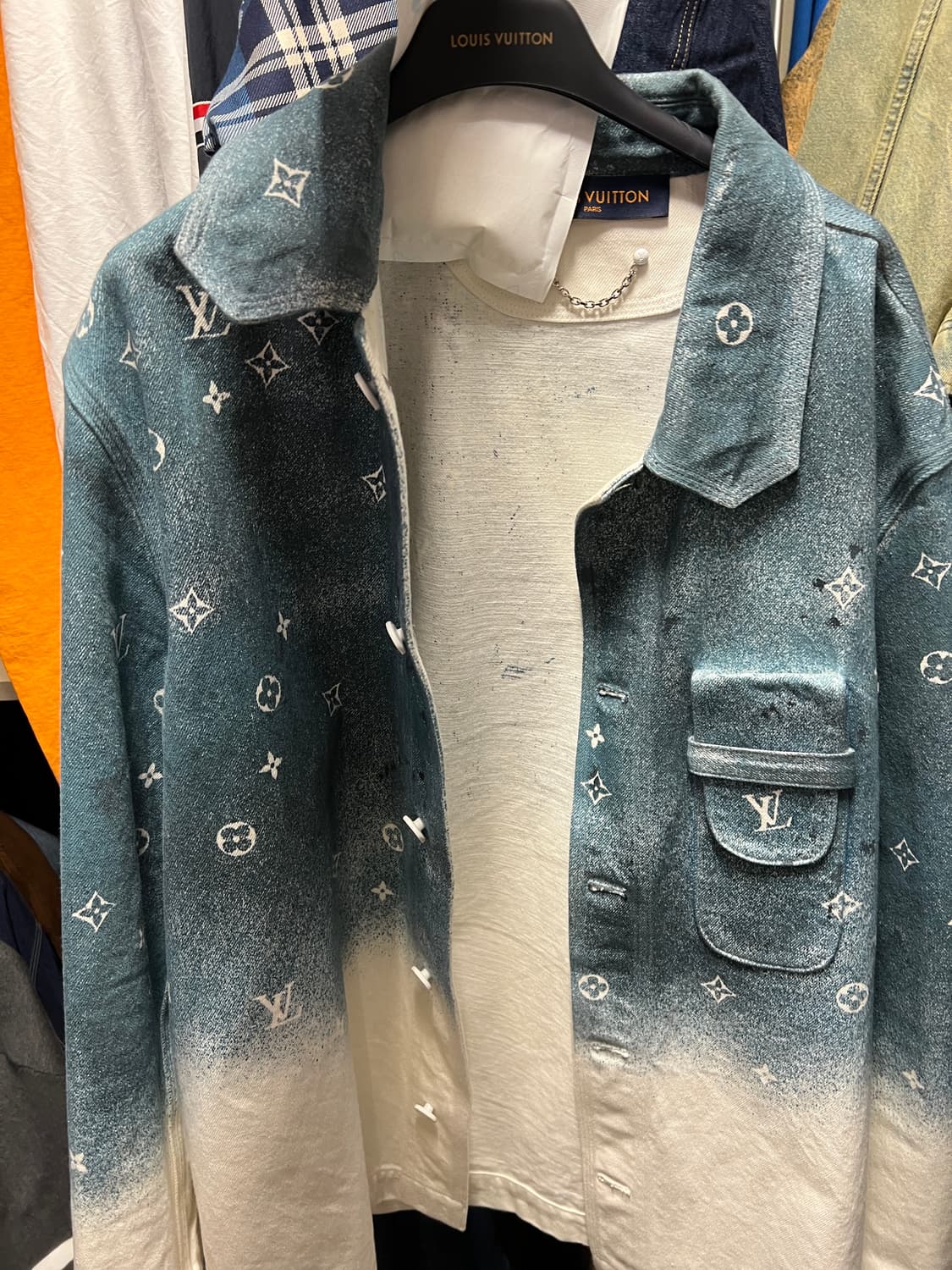 루이비통 워크웨어 그라데이션 블루 체크 자켓 상품이미지1