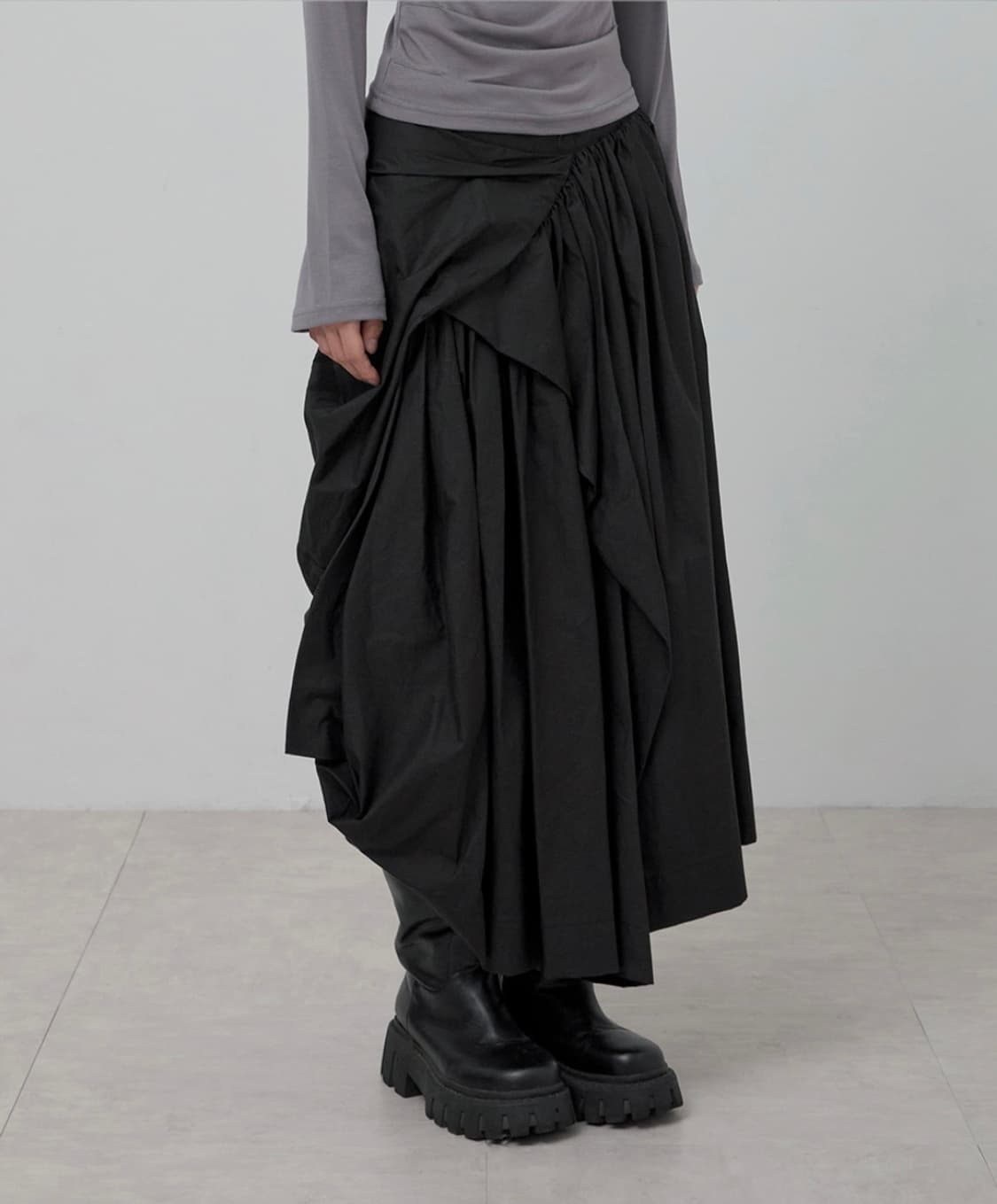플레어업 Asymmetrical Draped Layered Long Sk 상품이미지1