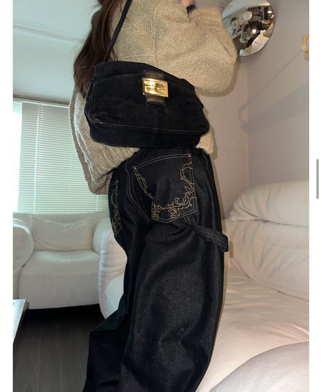스티치 와이드 팬츠 상품이미지1
