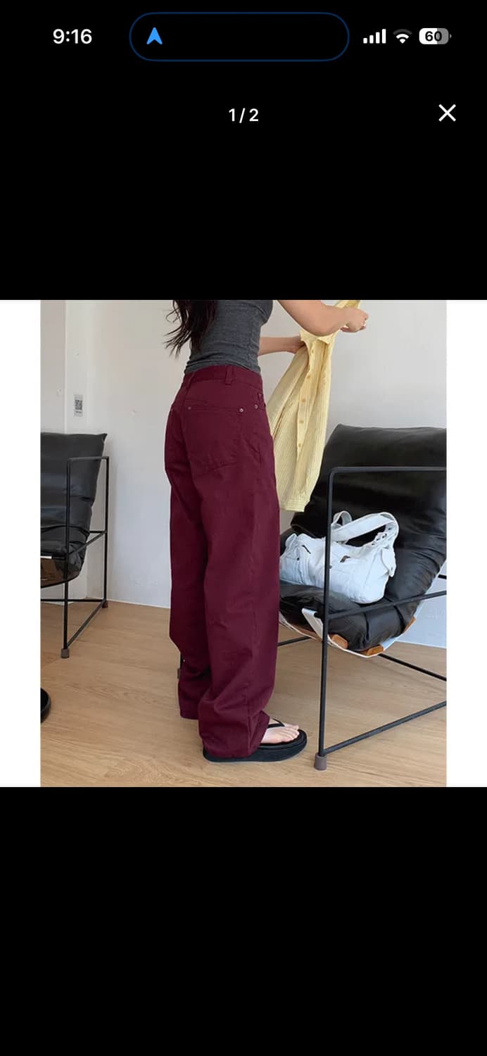 back line cotton pants(burgundy) 상품이미지2