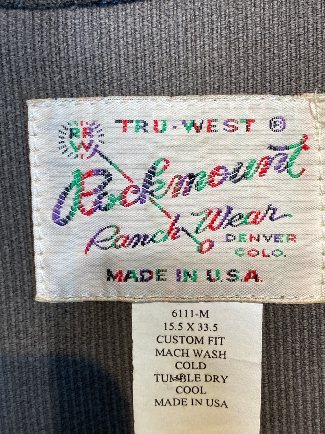 트루웨스트 코듀로이 웨스턴 셔츠 made in U.S.A 상품이미지10