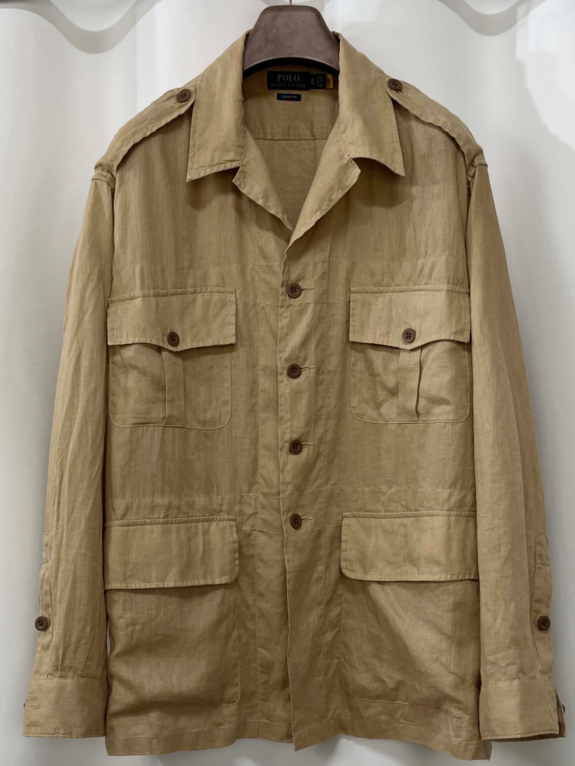 폴로 랄프로렌 QR 탄베이지 린넨 유틸리티 사파리 자켓 상품이미지1