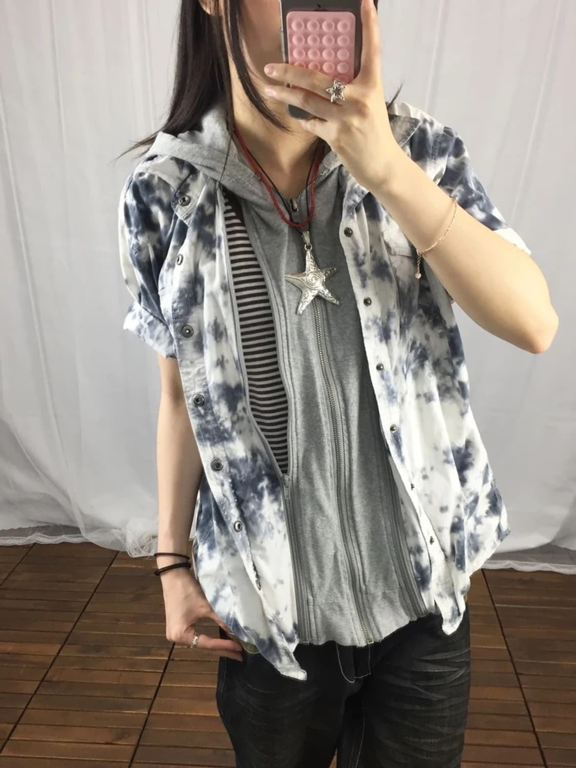 Miyabi Musubi Tie Dye Hooded Shirt 상품이미지1
