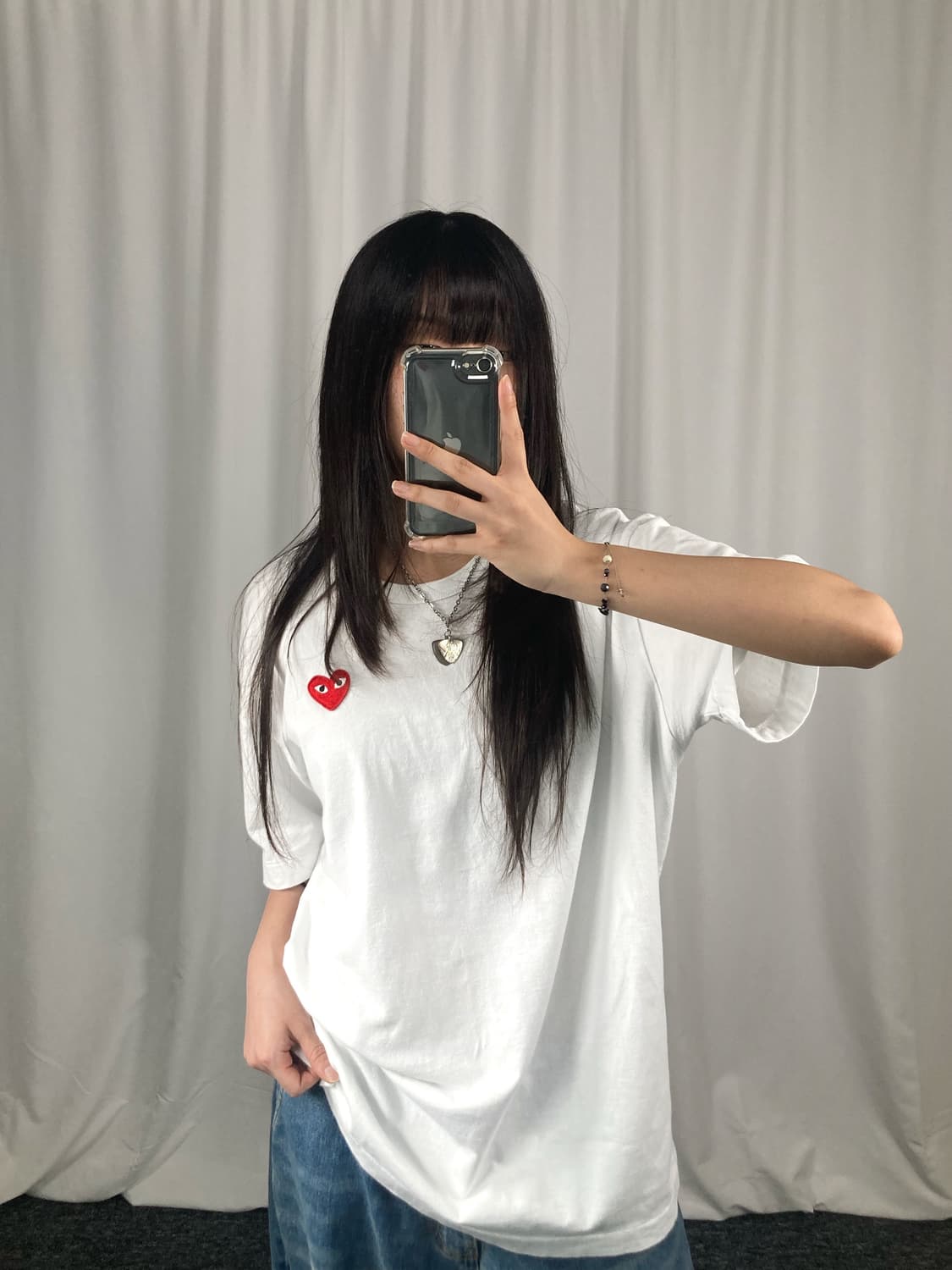 꼼데가르송 레드와펜 화이트 반팔 상품이미지1