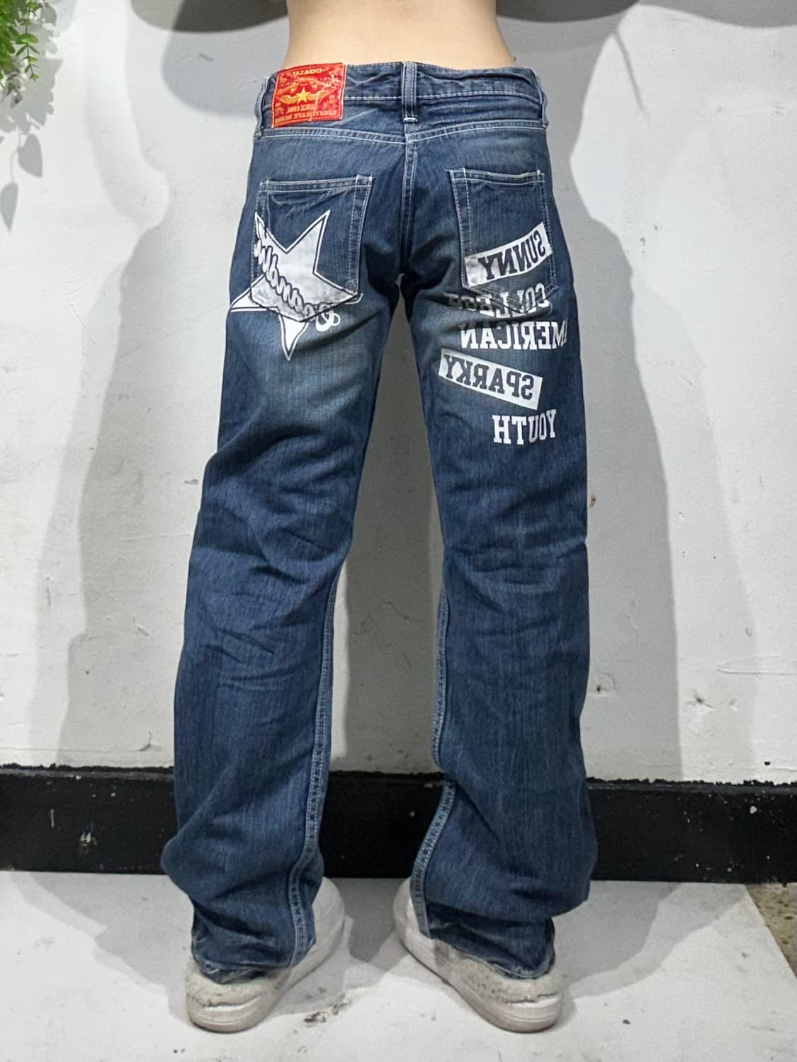 일본 빈티지 진청 Col-56 와이드 프린팅 힙합 데님 팬츠 청바지  상품이미지3