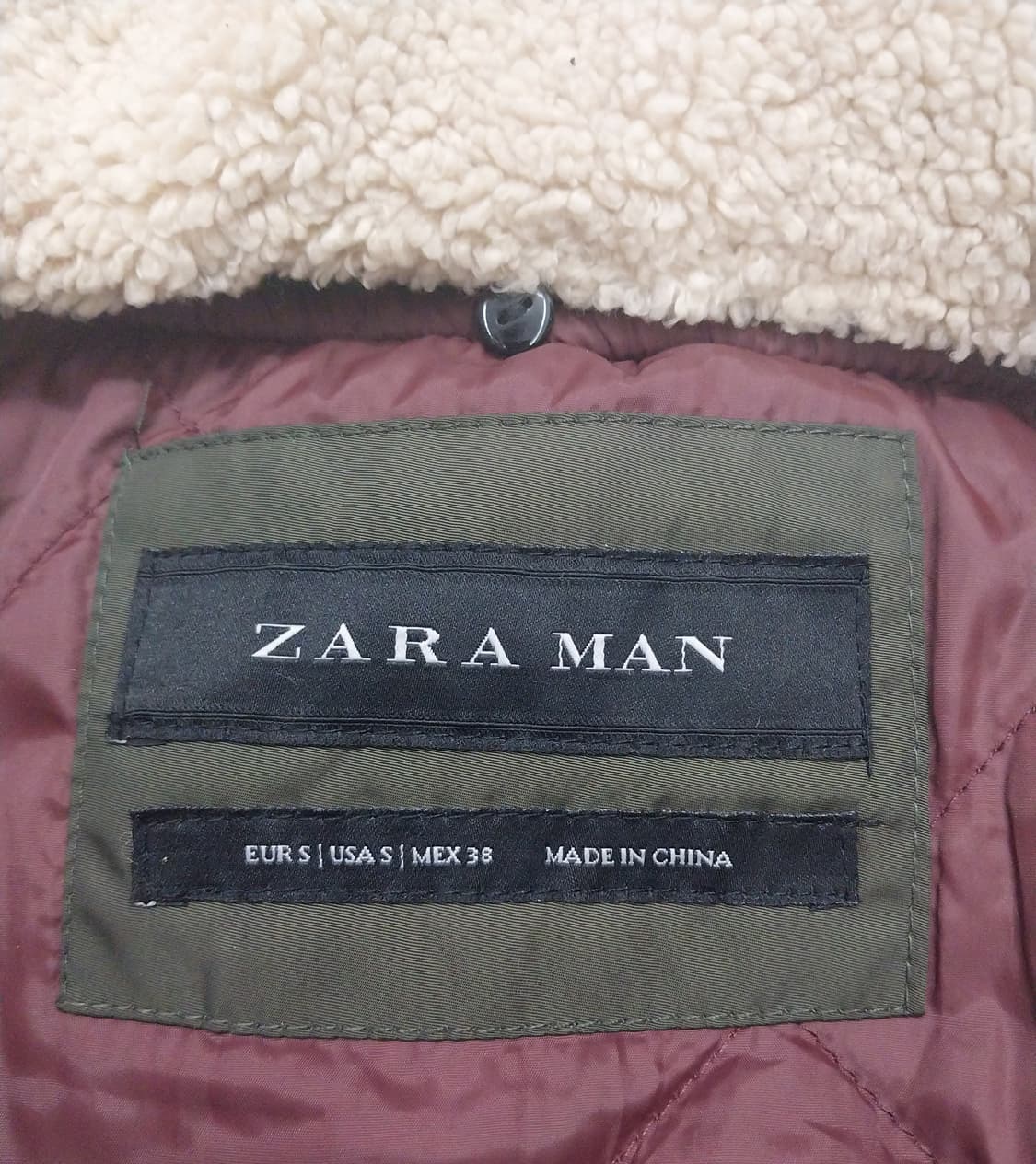 ZARA MAN 카키색 털 카라 항공점퍼 S (목깃분리가능) 상품이미지5