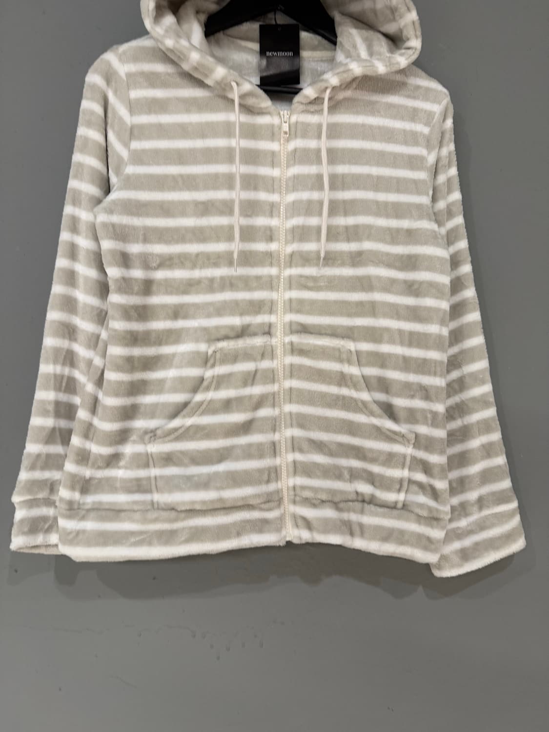 stripe pattern fleece hood zip-up 상품이미지6