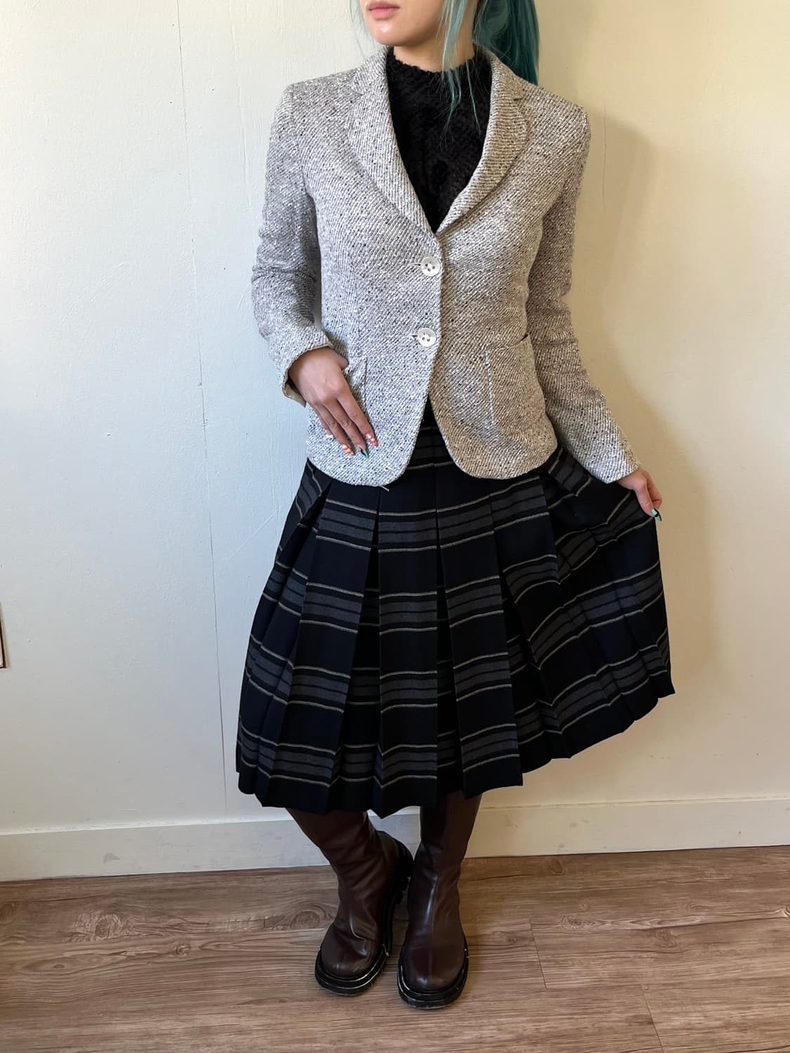 Leilian 체크 트임 스커트 상품이미지4