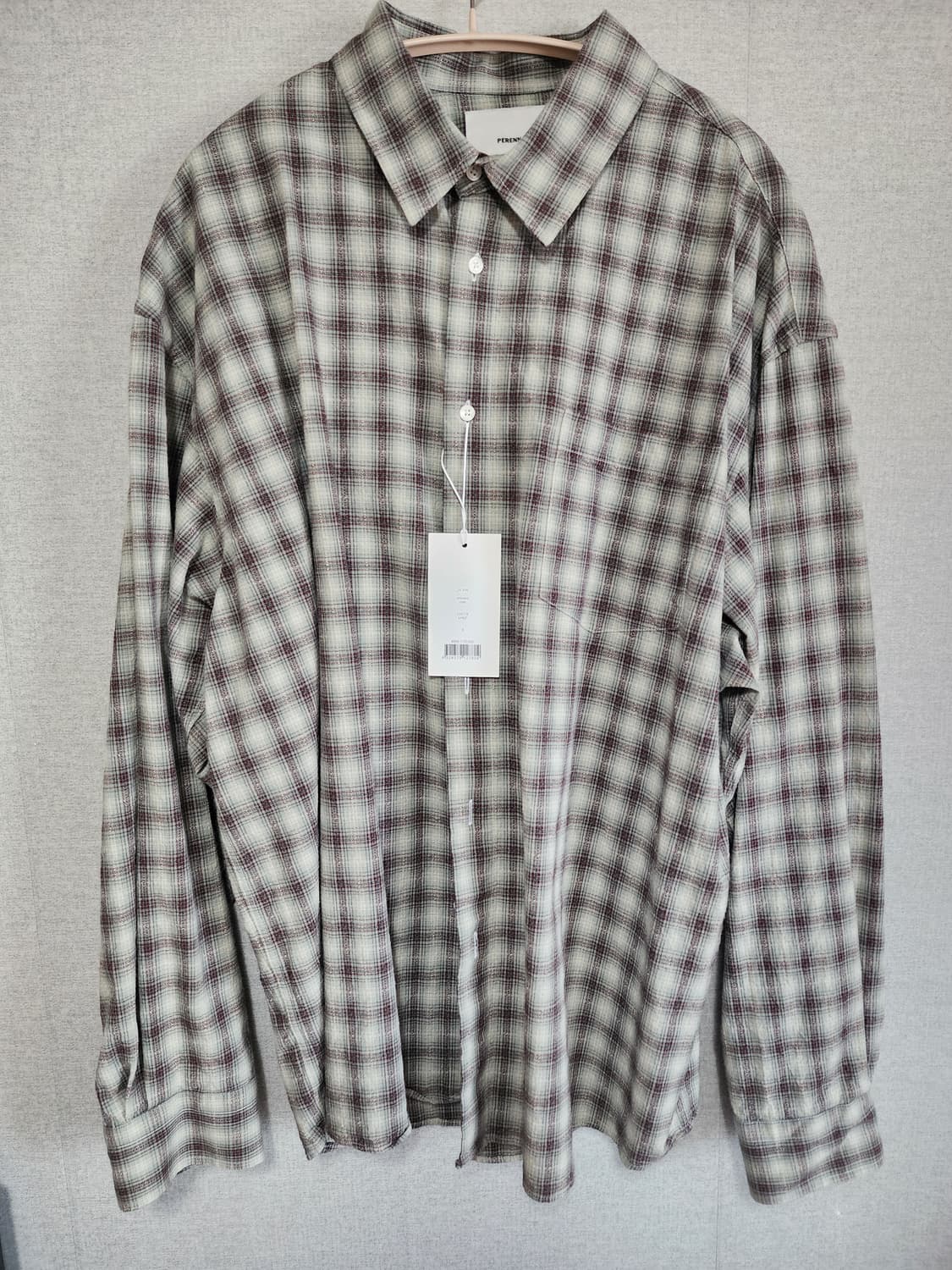 [3][새상품] 퍼렌 릴렉스드 체크 셔츠 민트 상품이미지1