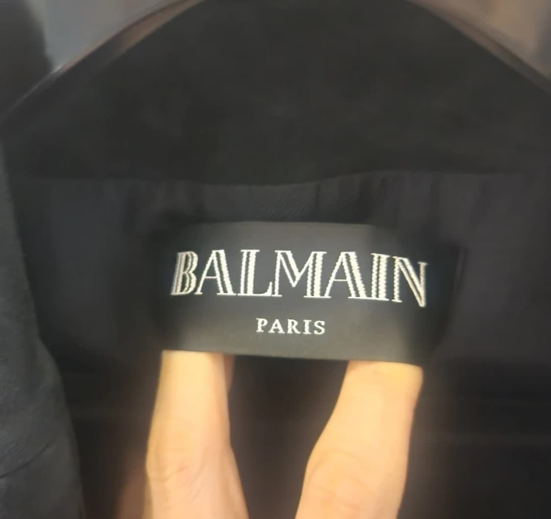 Balmain 발망 블랙 레더 금장 버튼 나폴레옹 자켓 상품이미지4