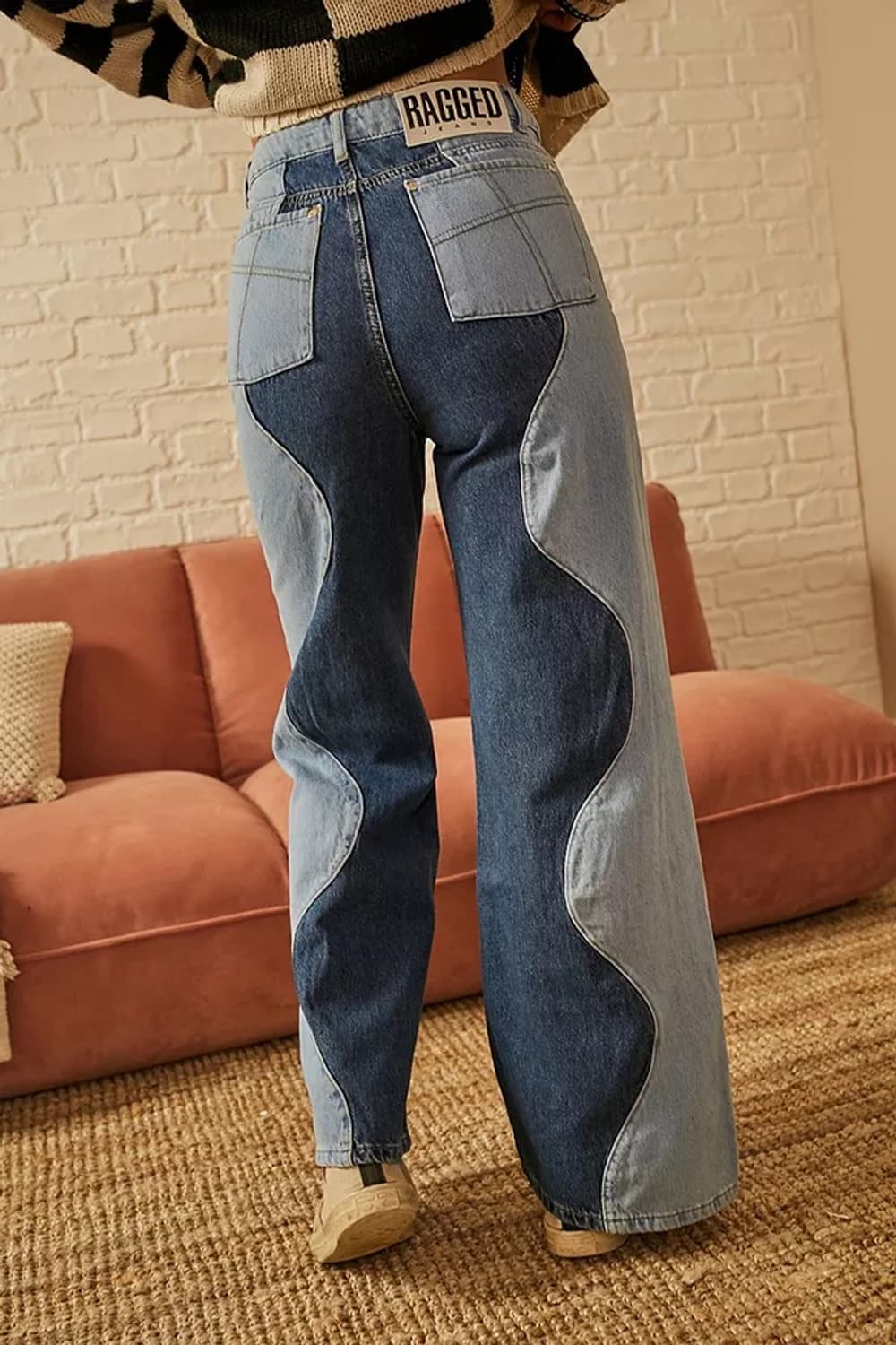 The Ragged Priest 웨이브 투톤 데님 와이드 팬츠 청바지 상품이미지2