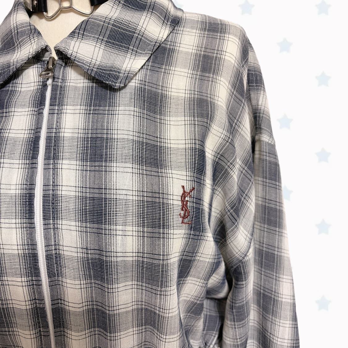 입생로랑 커스텀 체크 약 시스루 레이어드 포인트 투웨이 집업 상품이미지2