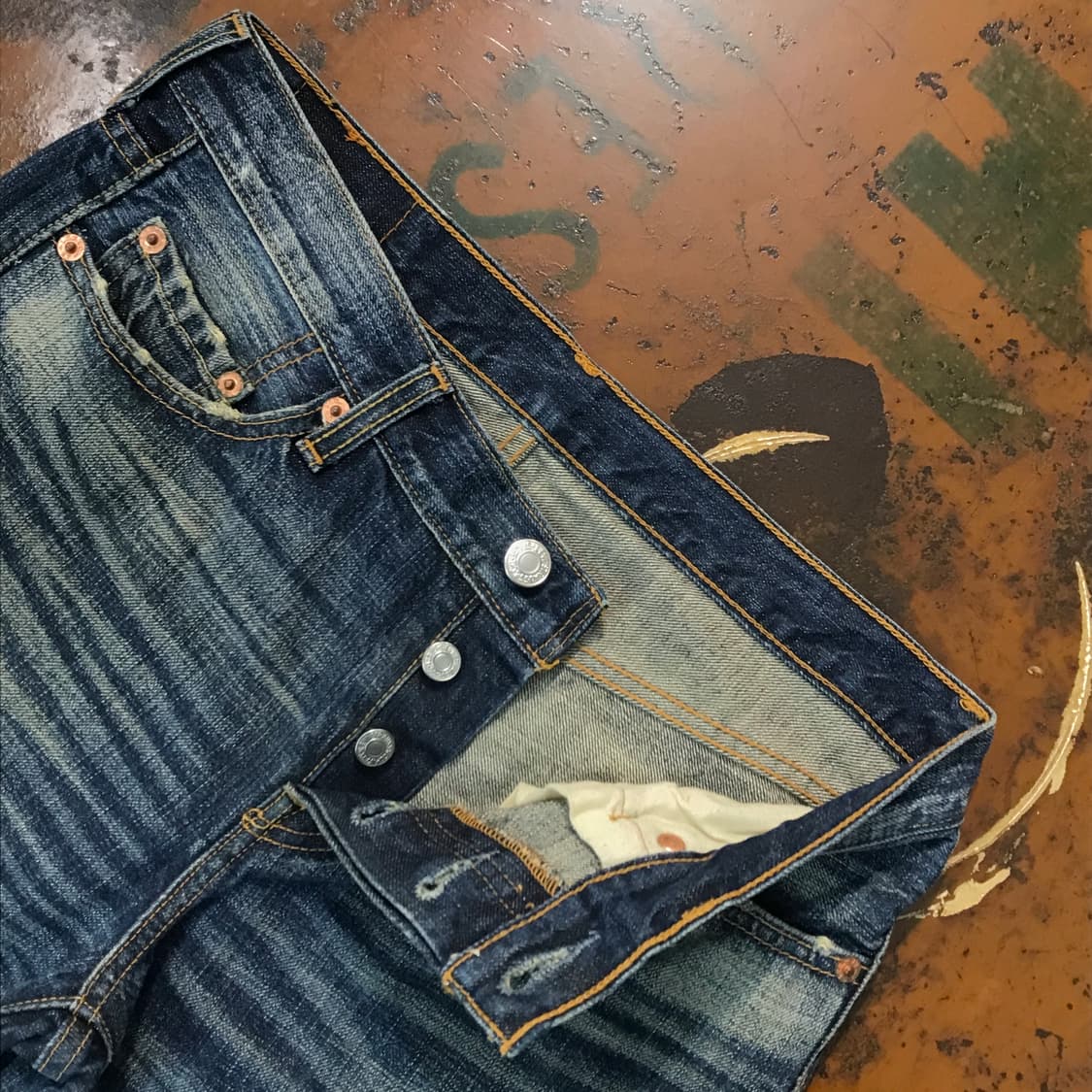 리바이스 501 다크 블루 워시드 데님 팬츠 허리 30 사이즈 상품이미지5