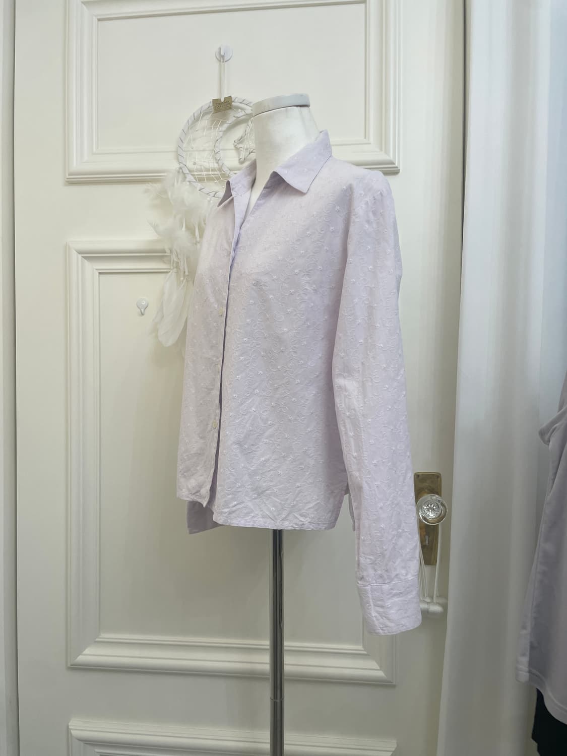 lavender lace embroidery cotton shirt 상품이미지2