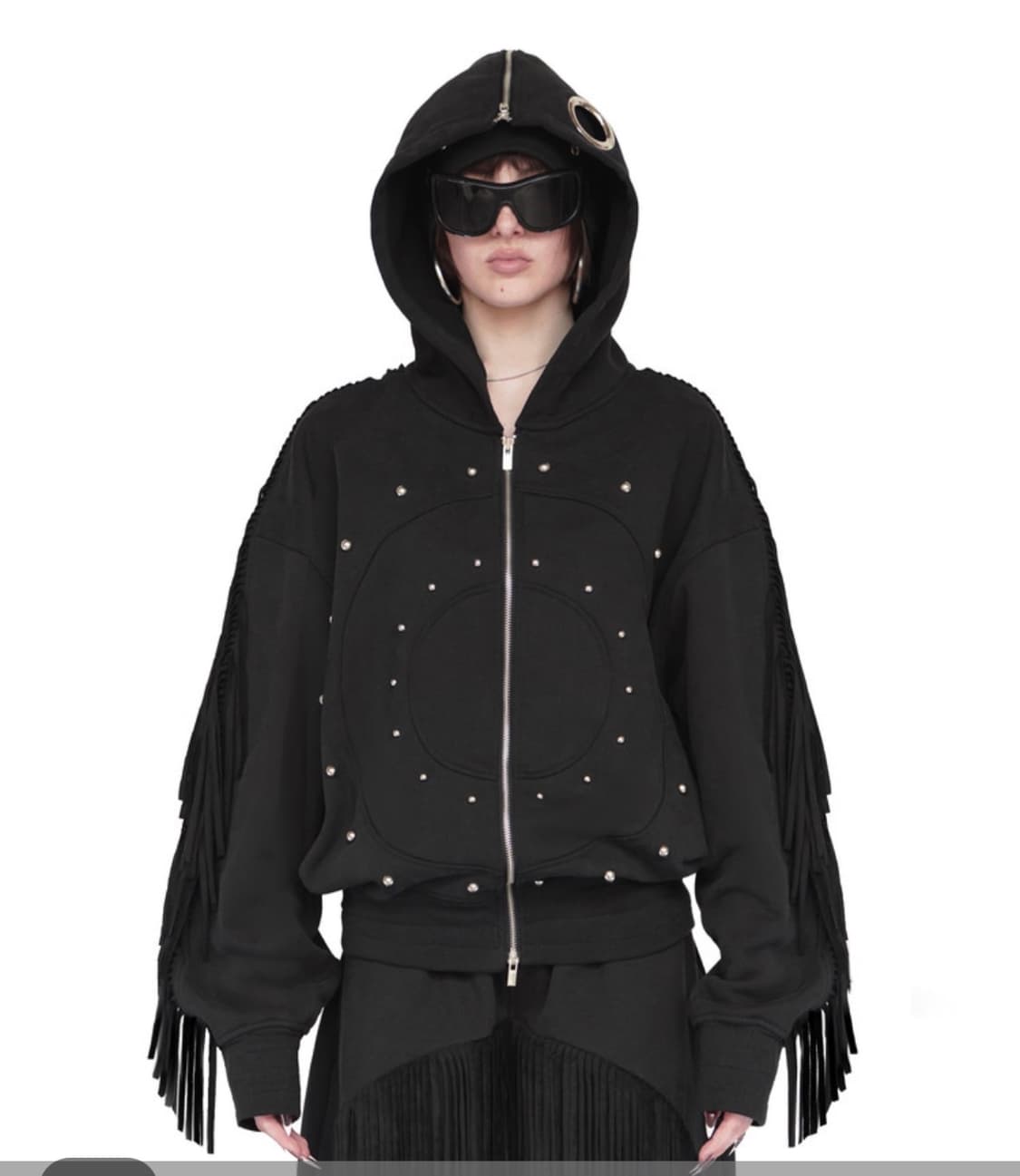 키묘NOMAD OPEN CAPE HOODED JACKET IN BLACK 상품이미지1