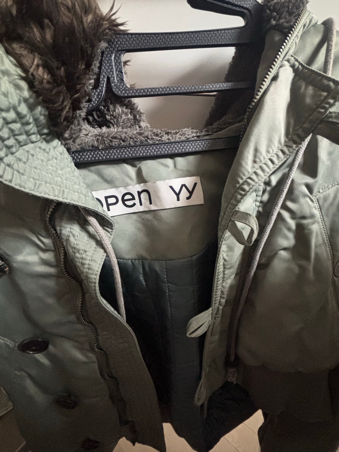 open yy 폭스 퍼 지퍼후드 카키 2사이즈 상품이미지2