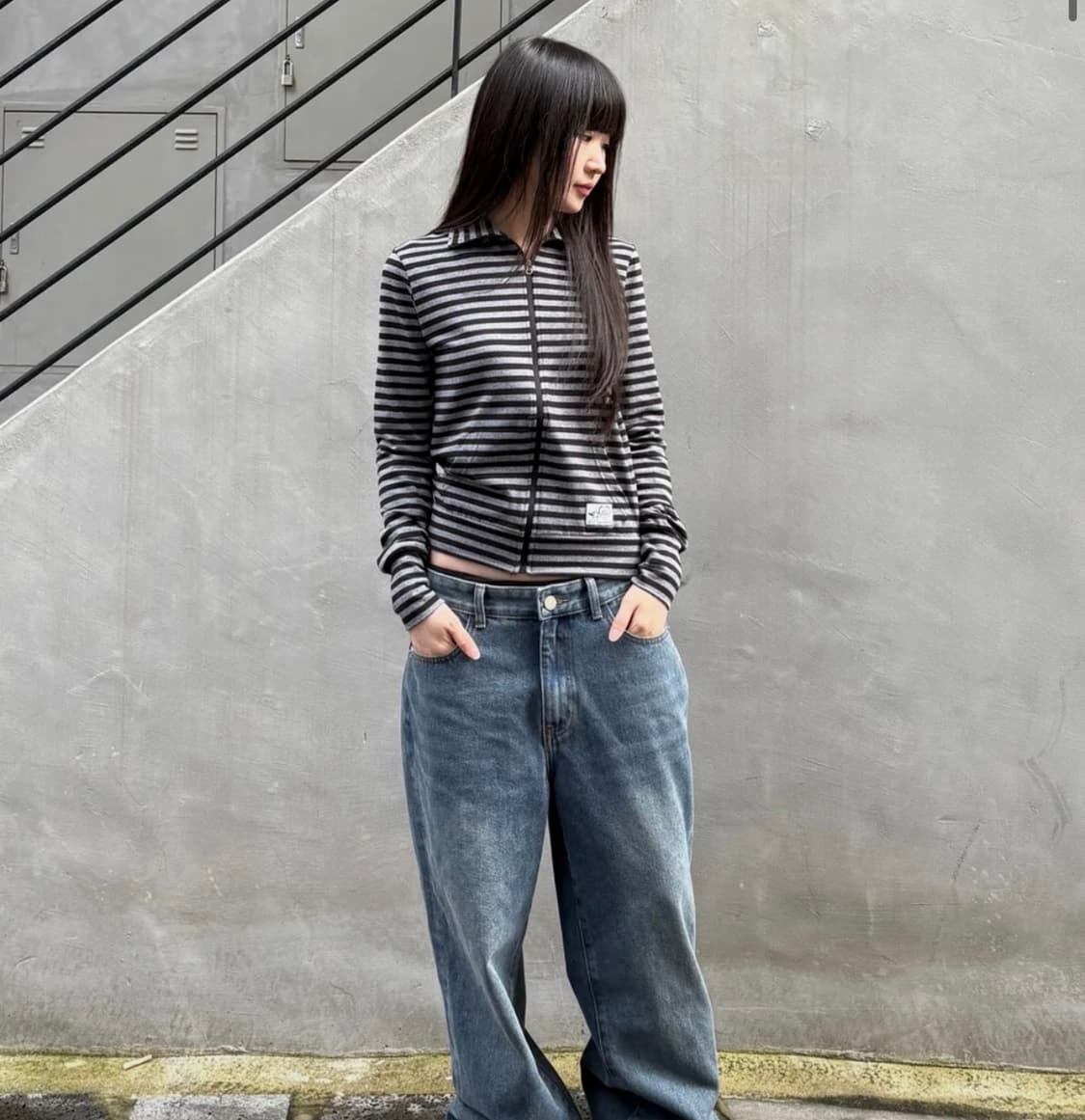 스컬프터Light Weight Striped Jersey Charcoal 상품이미지2