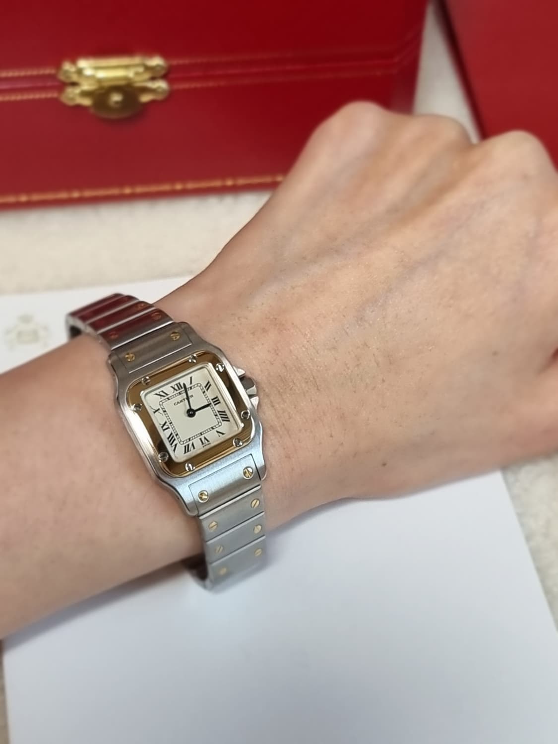 까르띠에 산토스 갈베 18K 쿼츠 로만다이얼 스몰 여성시계 90년대 상품이미지7