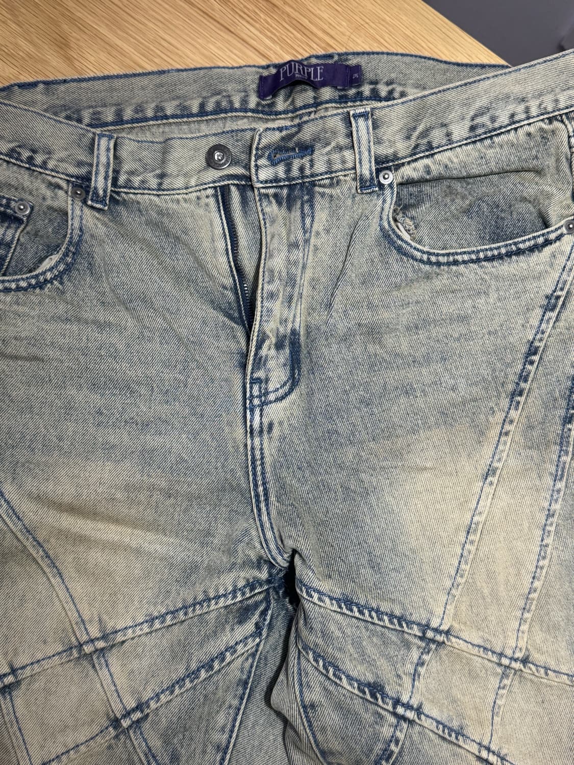 비슬로우 퍼플 데님팬츠 34사이즈 새상품 상품이미지2