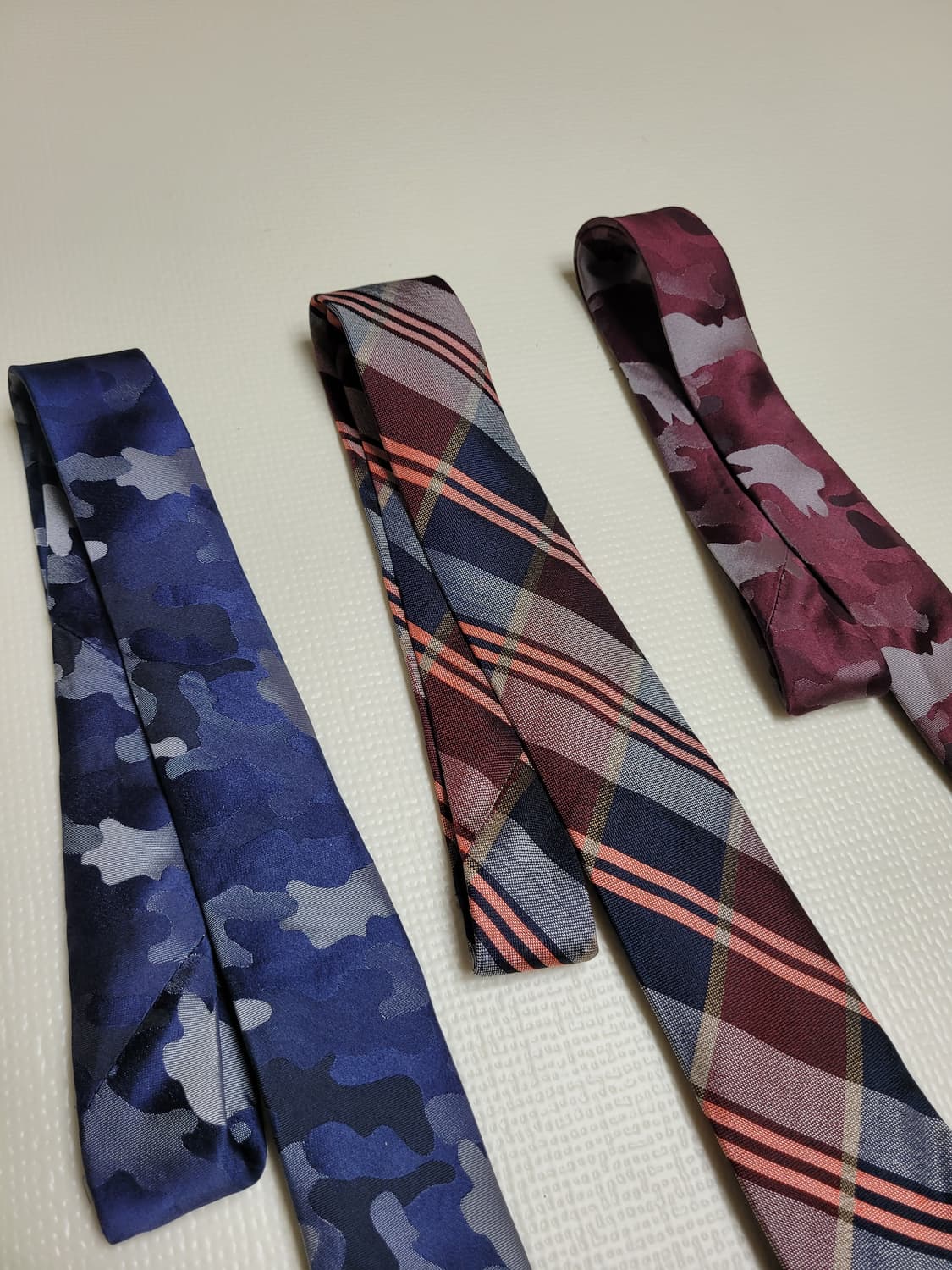 넥타이 3종 (까모, 체크 패턴 네이비, 오렌지, 버건디) 상품이미지4