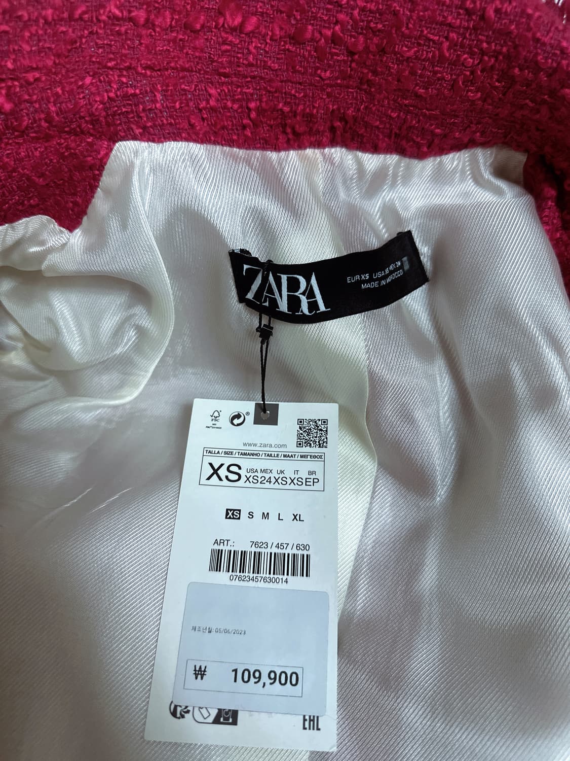 Zara 체리핑크 트위드 자켓 상품이미지5